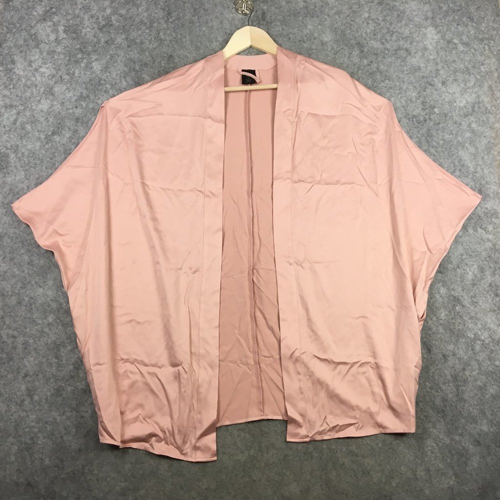 Apt 9 Intimates M Pink Rose Gold Satin Robe Cover Up Lingerie Short Sleeve Open